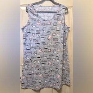 Feremo Sleeveless Coffee Themed Sleep Dress Size Large